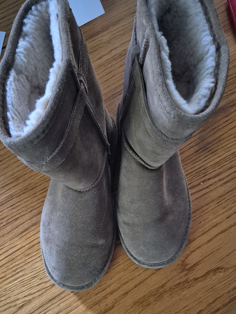 BearPaw Kids Suede Plush-Lined Boots in Taupe